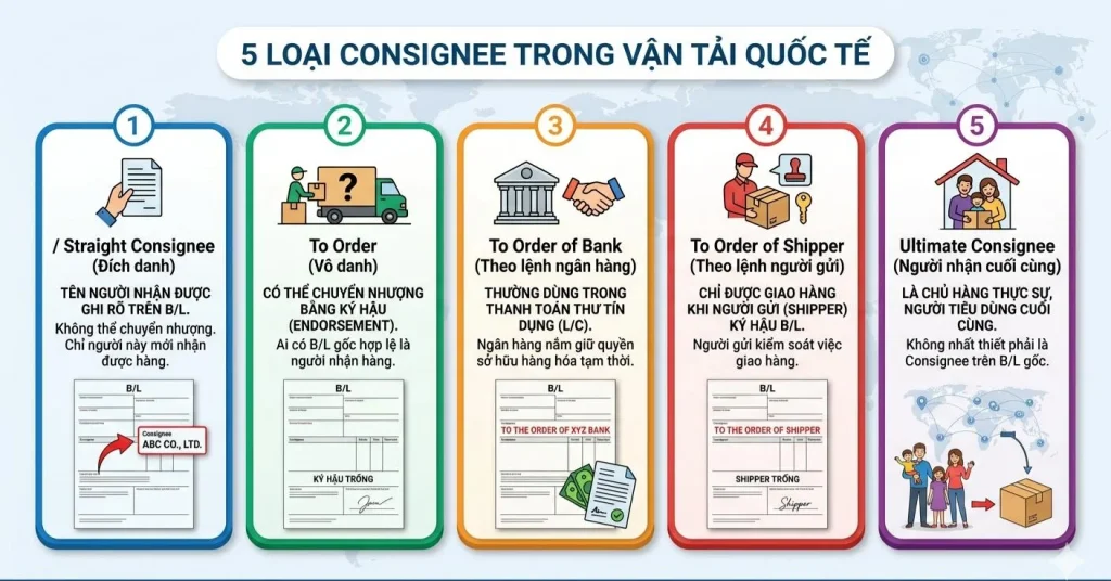5 loại consignee trong vận tải quốc tế