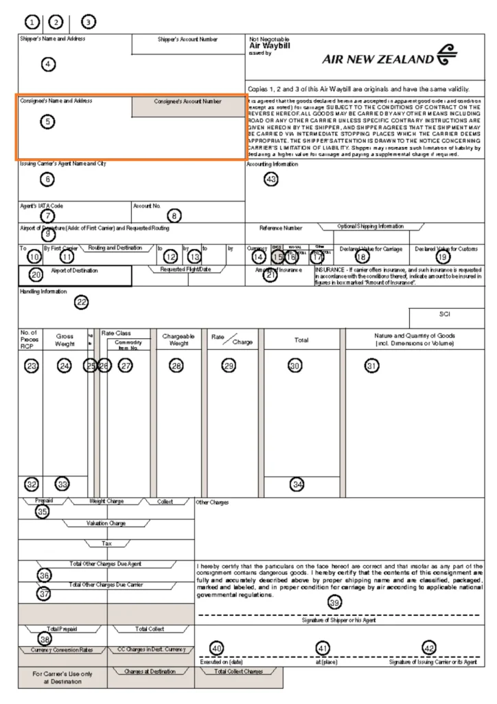 Consignee trong airway bill