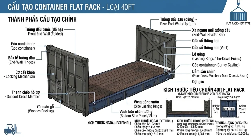 Container phẳng (flat rack) 40ft