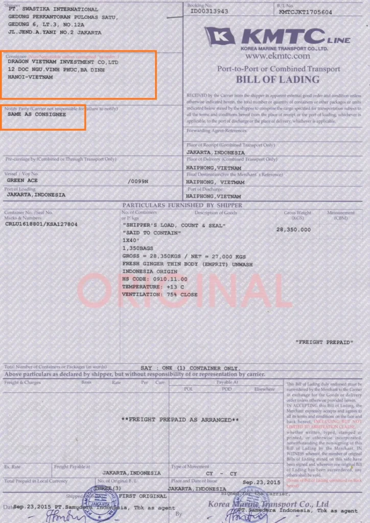 Phân biệt Consignee và Notify Party