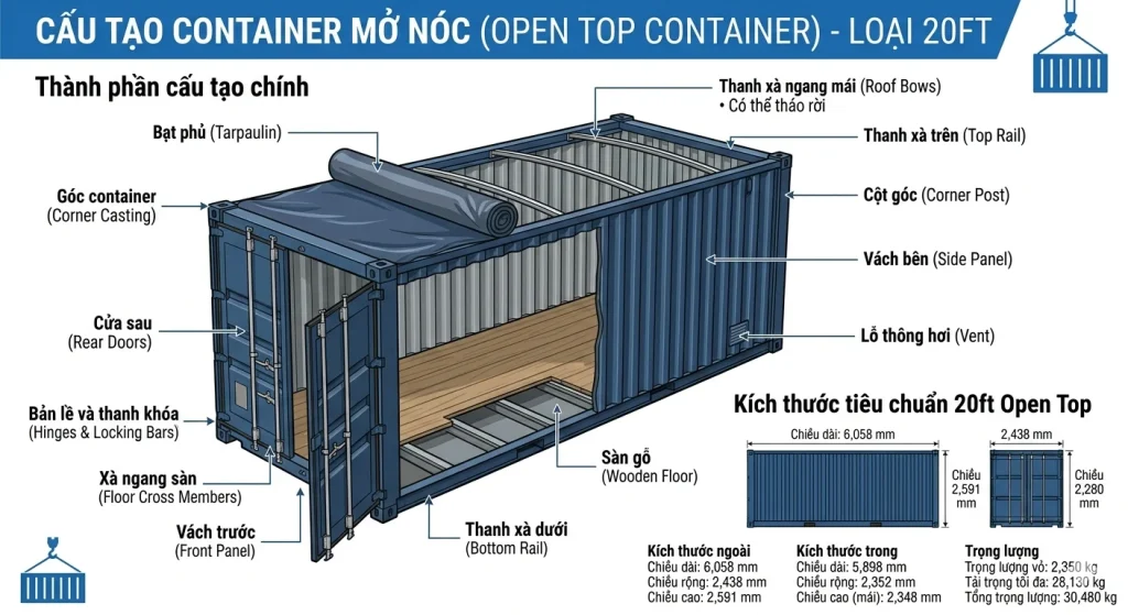 container mở nóc 20ft