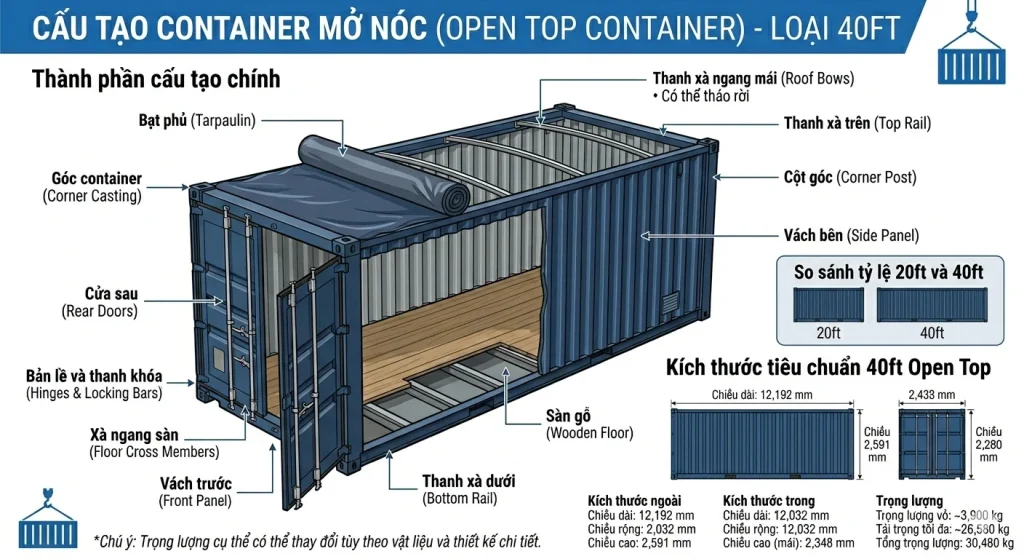 container mở nóc 40ft
