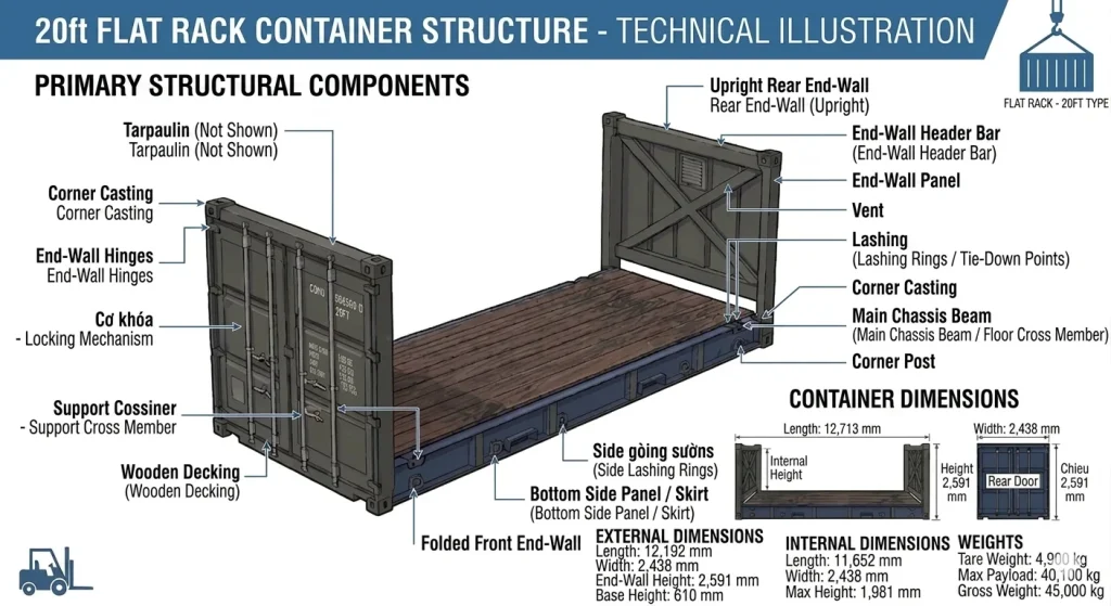 flat rack container 20ft