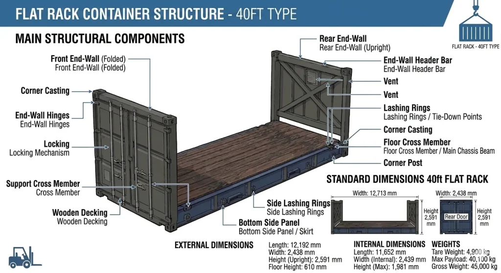 flat rack container 40ft