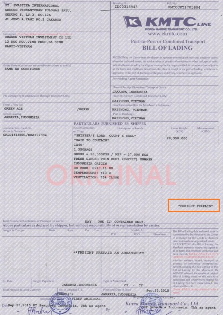 freight prepaid