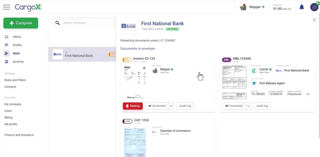 mẫu eBL platform cargo