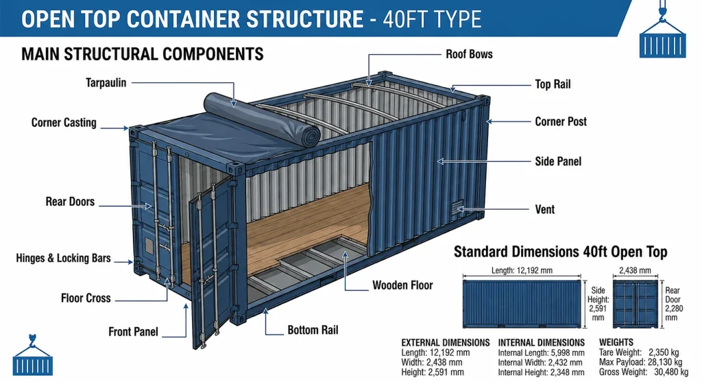 open top container 40ft