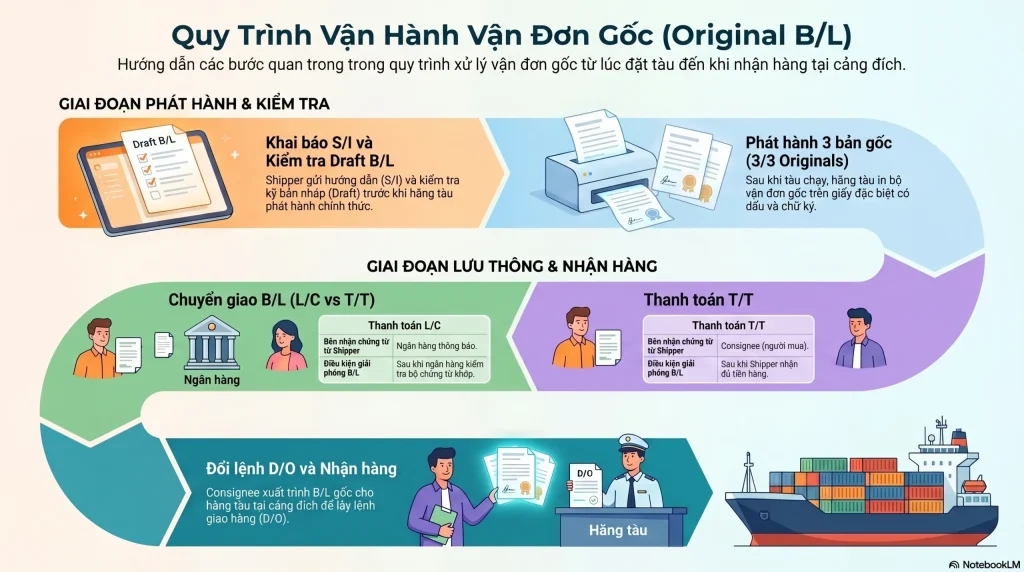 quy trình phát hành và lưu thông vận đơn gốc (Original Bill of Lading)