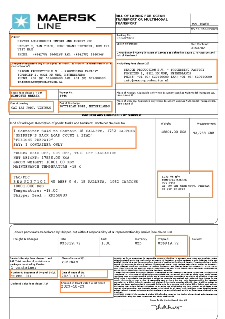 vận đơn gốc (Original bill of lading)