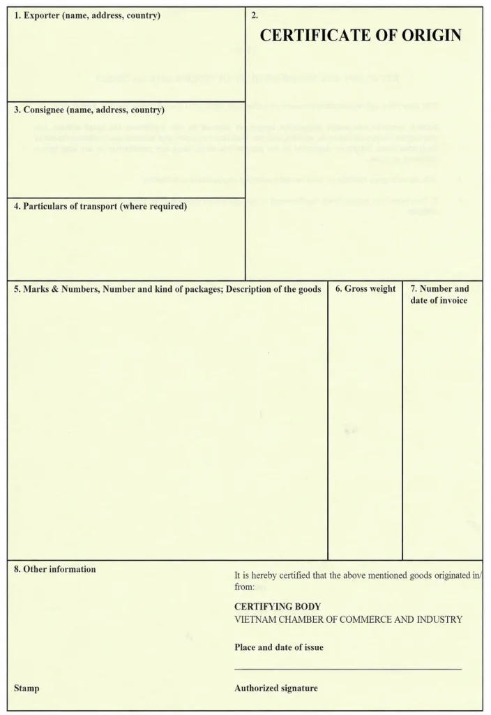 Mẫu CO Form TR