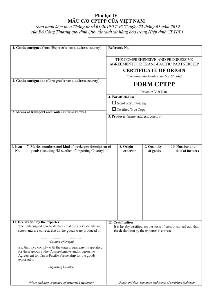 CO Form CPTPP là gì?