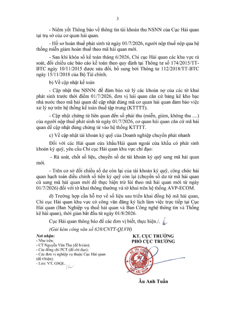 Công văn 18074/CHQ-GSQL về thay đổi mã hải quan
